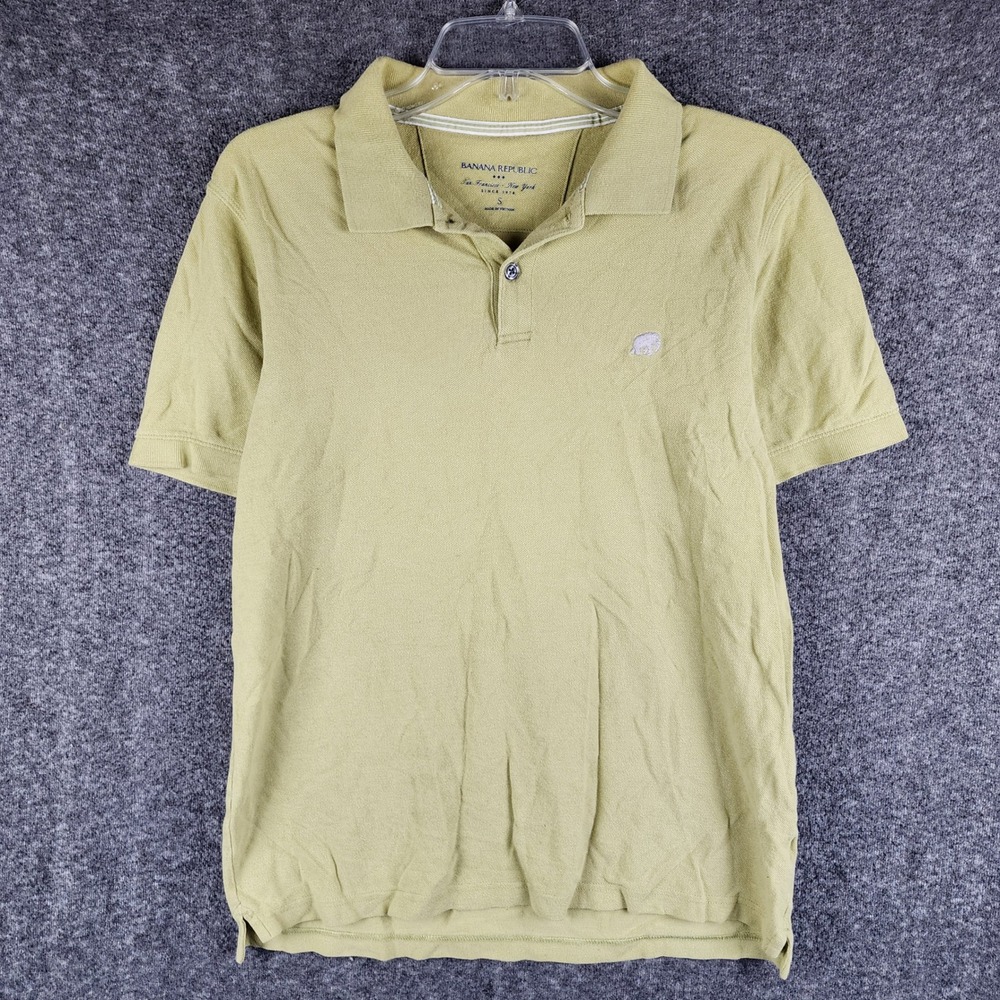 Banana Republic Polo Shirt Mens S Short Sleeve Green Elephant Logo EUC